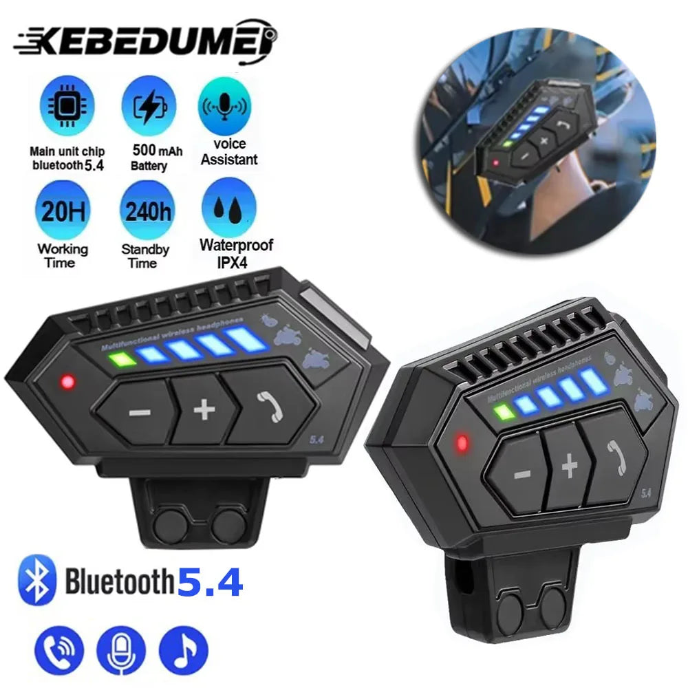 BT12-2x Motorcycle Helmet Bluetooth 5.4 Headset with Voice Assistant