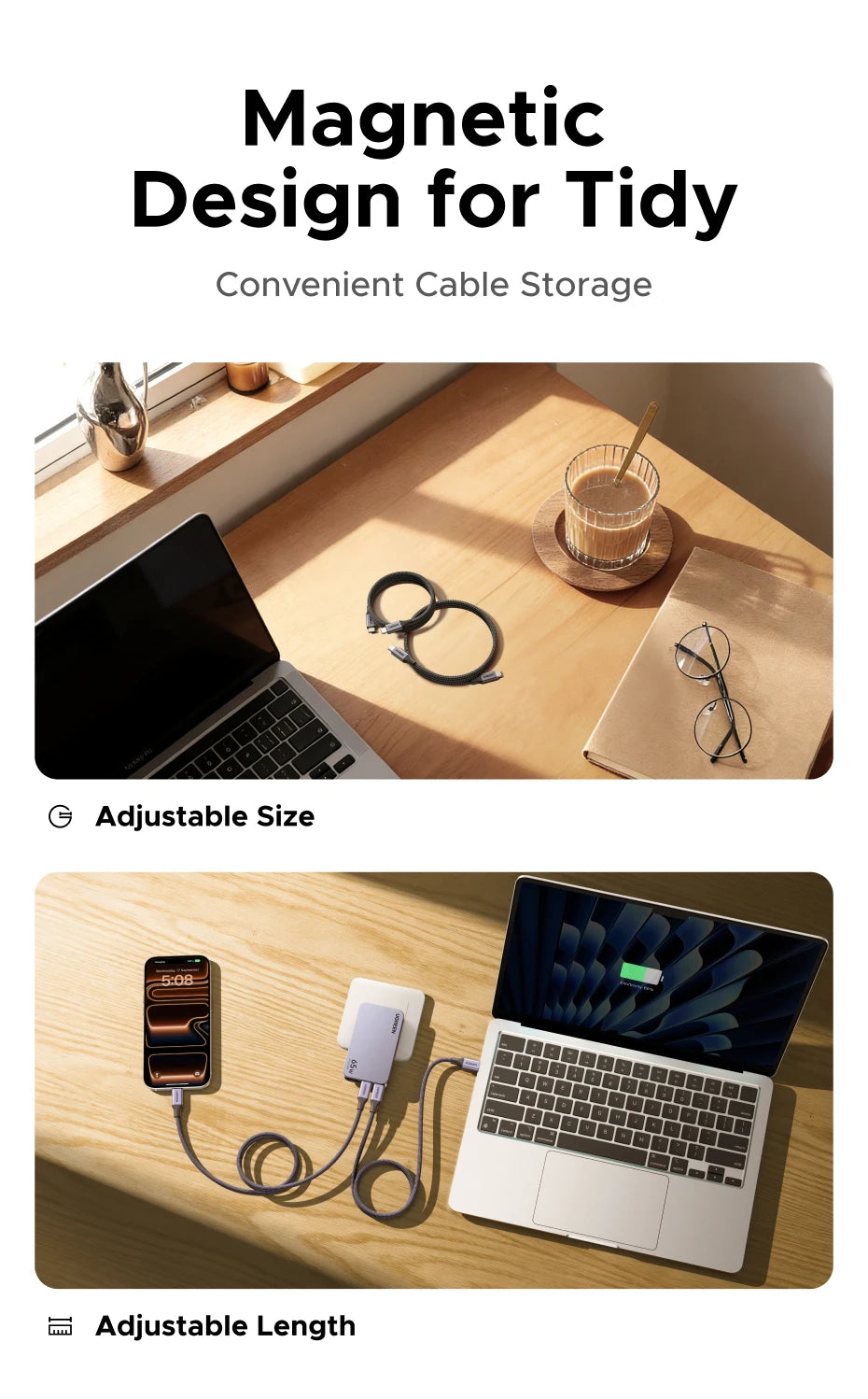 240W Magnetic USB-C Fast Charging and Data Sync Cable