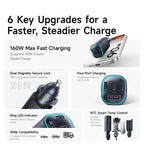 160W Fast Car Charger with Triple USB Ports for Laptops and Phones