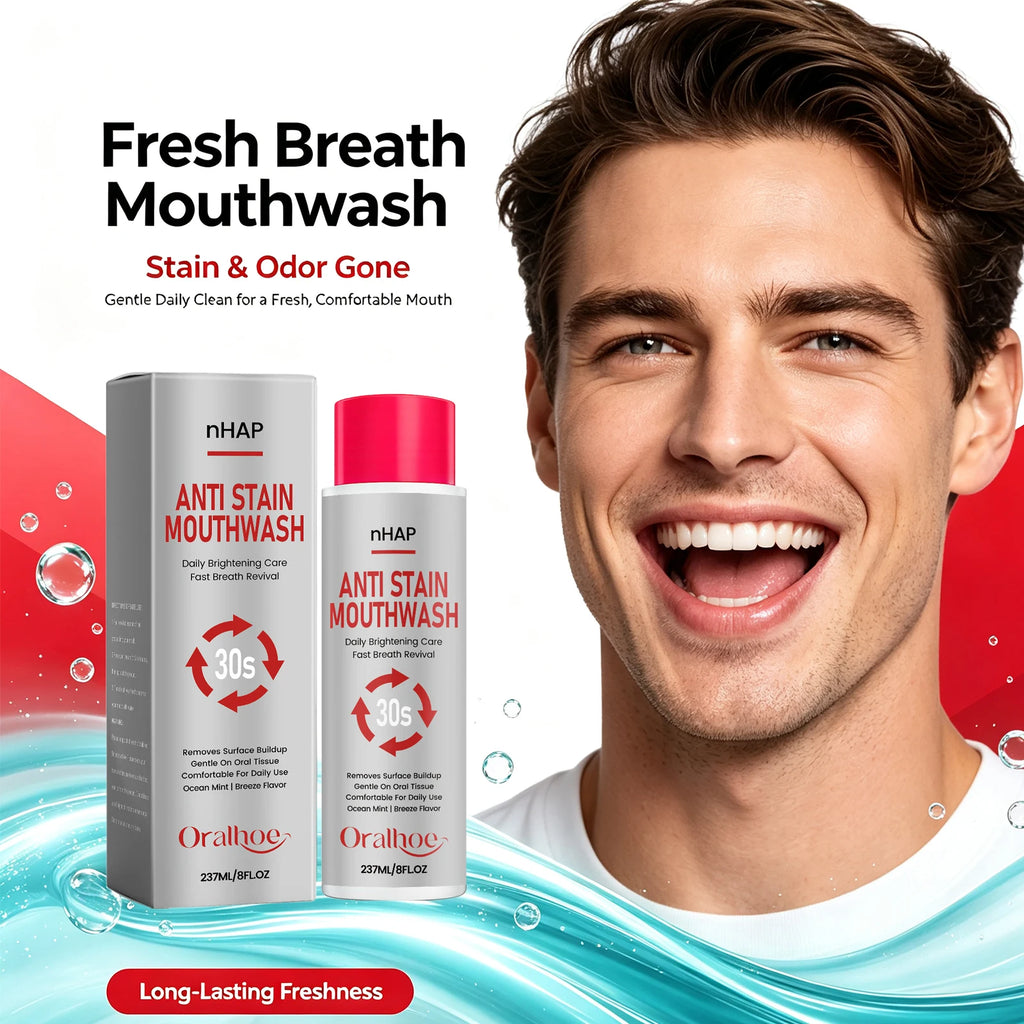 Alcohol-Free Anti-Stain Whitening Mouthwash for Daily Oral Care