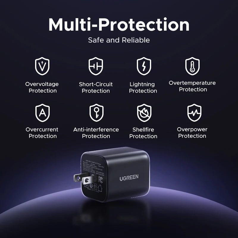 45W GaN USB-C Fast Wall Charger for Smartphones and Tablets