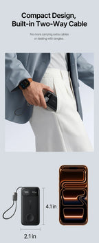 45W 10000mAh Portable Power Bank with Integrated Watch Charger