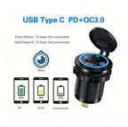 Dual USB Type C Quick Charger Socket PD30W QC3.0 for 12V 24V Vehicles