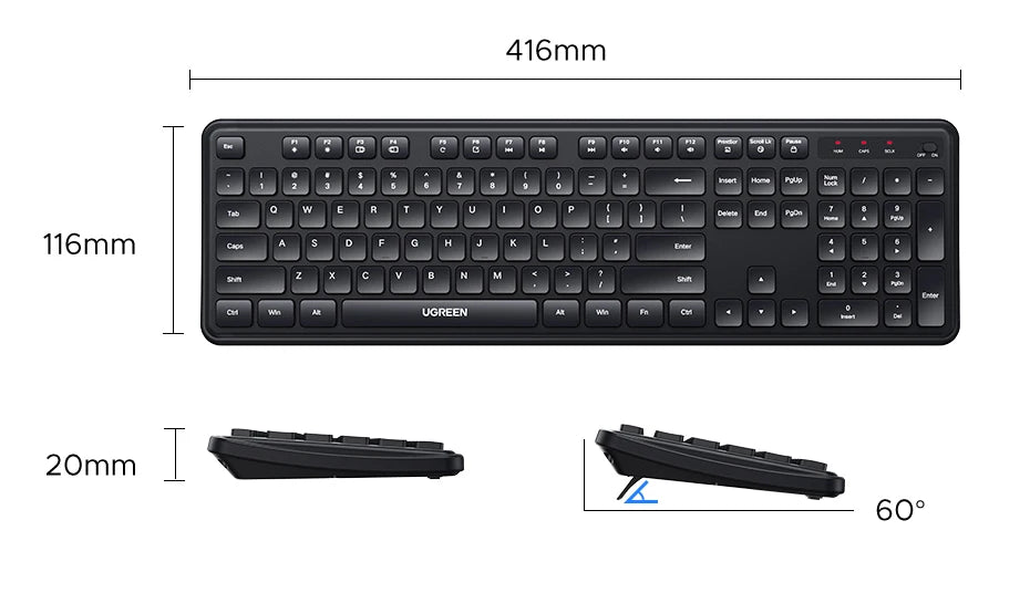 Ultra-Slim 2.4G Wireless 104-Key Full-Size Keyboard