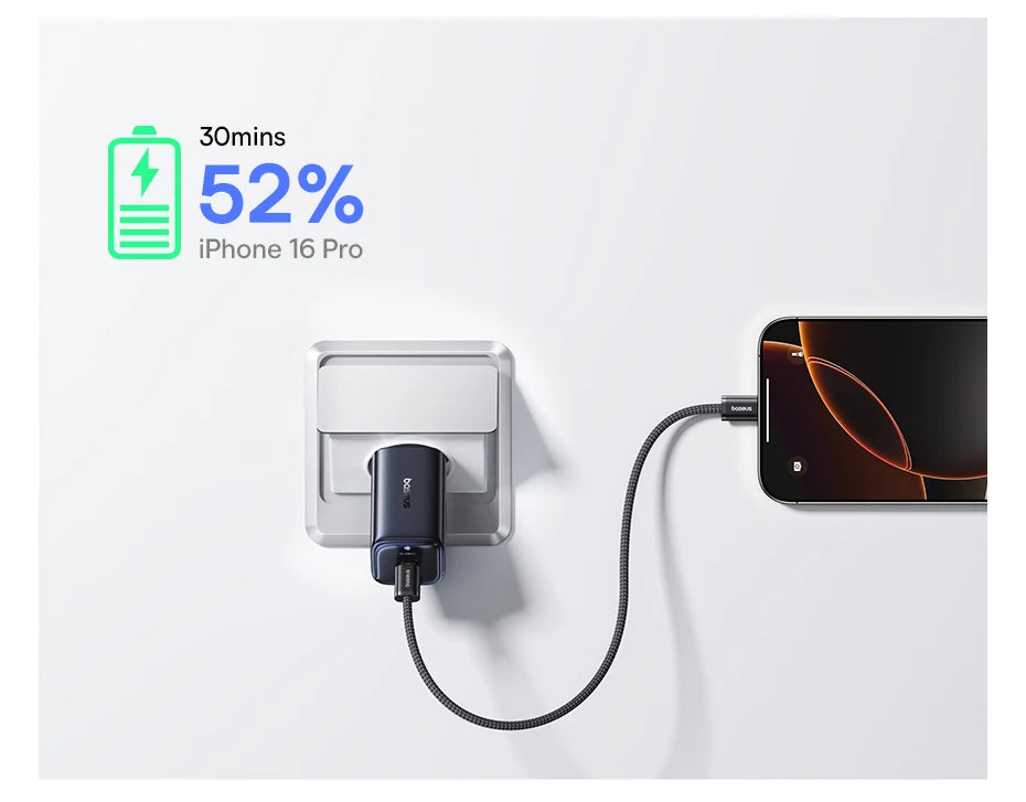 67W GaN Fast Charger with 3 Ports for Laptops and Smartphones