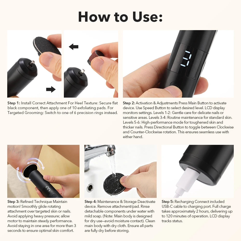 Electric Rechargeable Foot Callus Grinder and Nail Care Tool