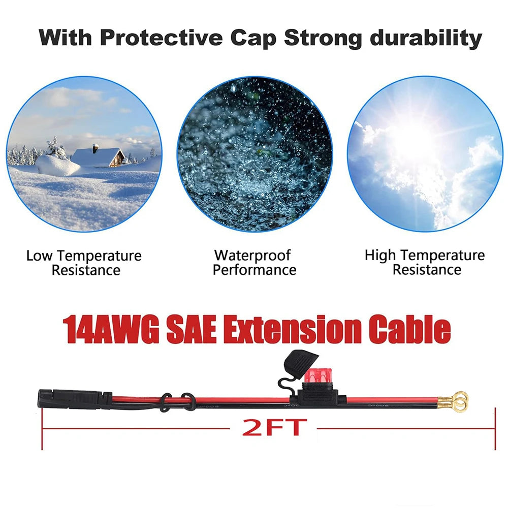 SAE to O-Ring Terminal Battery Charger Cable with 10A Fuse