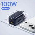 100W GaN Fast Wall Charger with 3 Ports for Laptops and Phones