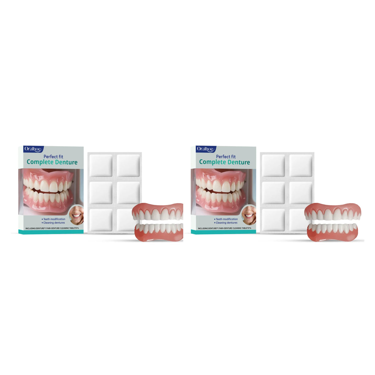 Cosmetic Denture Set for Covering Missing or Stained Teeth