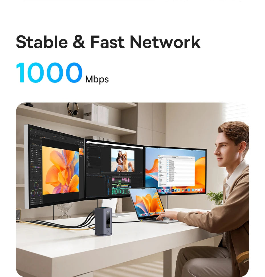 USB-C Triple Display Docking Station for Laptops
