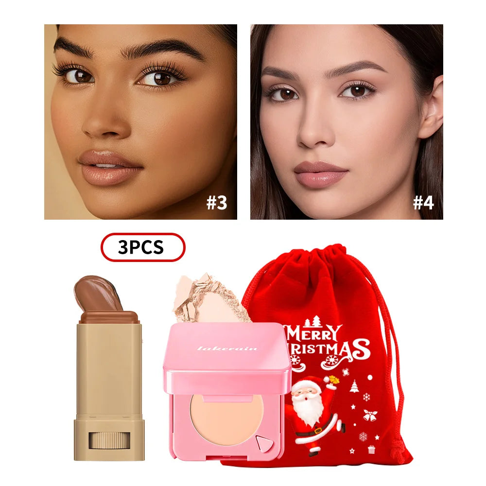 Matte Foundation Stick and Pressed Powder Makeup Set