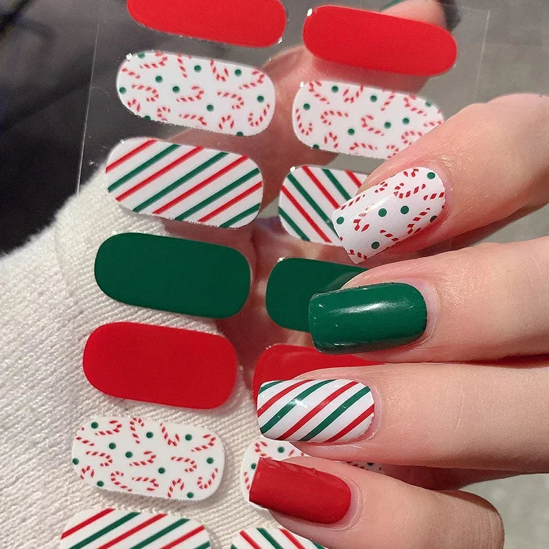 Christmas Semi-Cured Gel Nail Wrap Stickers - 9