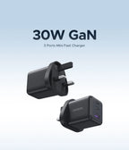 45W GaN Fast Wall Charger with Triple USB-C and USB-A Ports