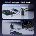 100W GaN USB-C Fast Wall Charger for Laptops and Smartphones