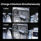 150W Fast Car Charger with 4-Port USB Extension for Laptops and Phones