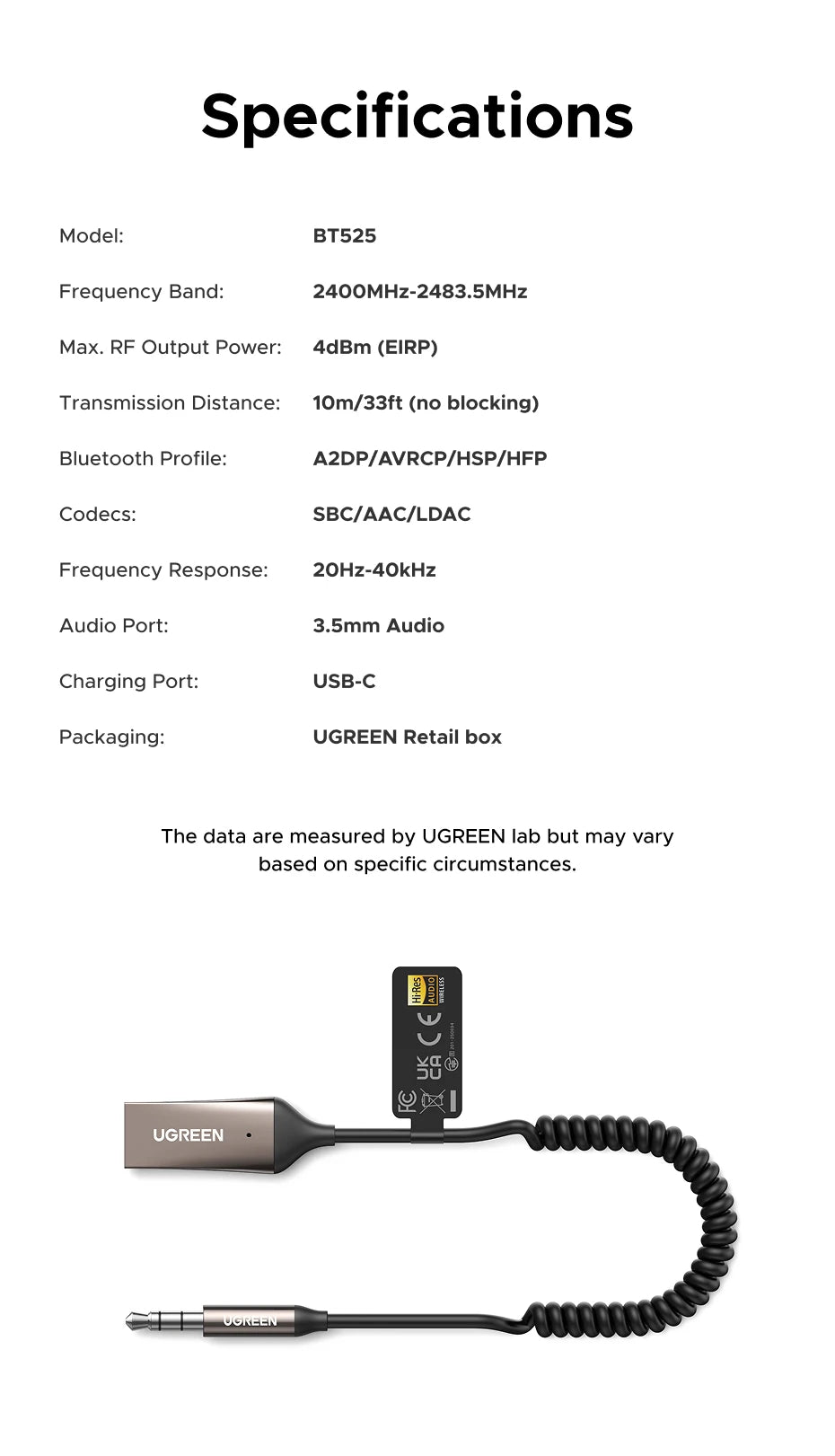 Bluetooth 5.4 Receiver Adapter for Car Speakers