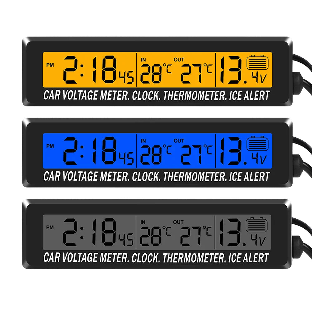 3 in 1 Car Digital Clock Thermometer and Battery Voltage Voltmeter