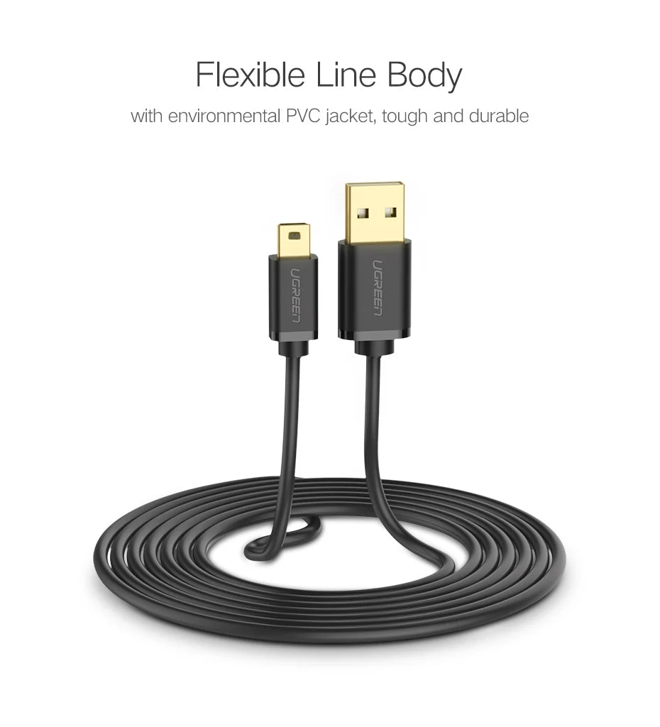 High-Speed Mini USB to USB Data Sync and Charging Cable - 19