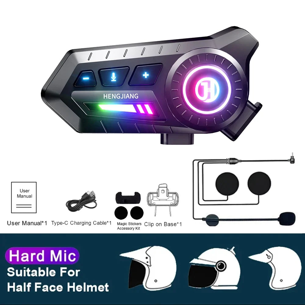 Bluetooth 5.4 Motorcycle Helmet Headset with RGB Lights - 19