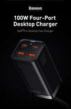 4-Port GaN Desktop Fast Charger for Laptops and Phones
