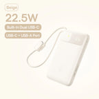 10000mAh Portable Power Bank with Dual Built-in USB-C Cables