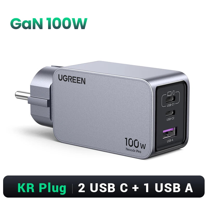 100W GaN Fast USB-C Wall Charger for Laptops and Smartphones