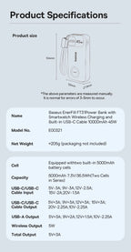 45W 10000mAh Portable Power Bank with Integrated Watch Charger