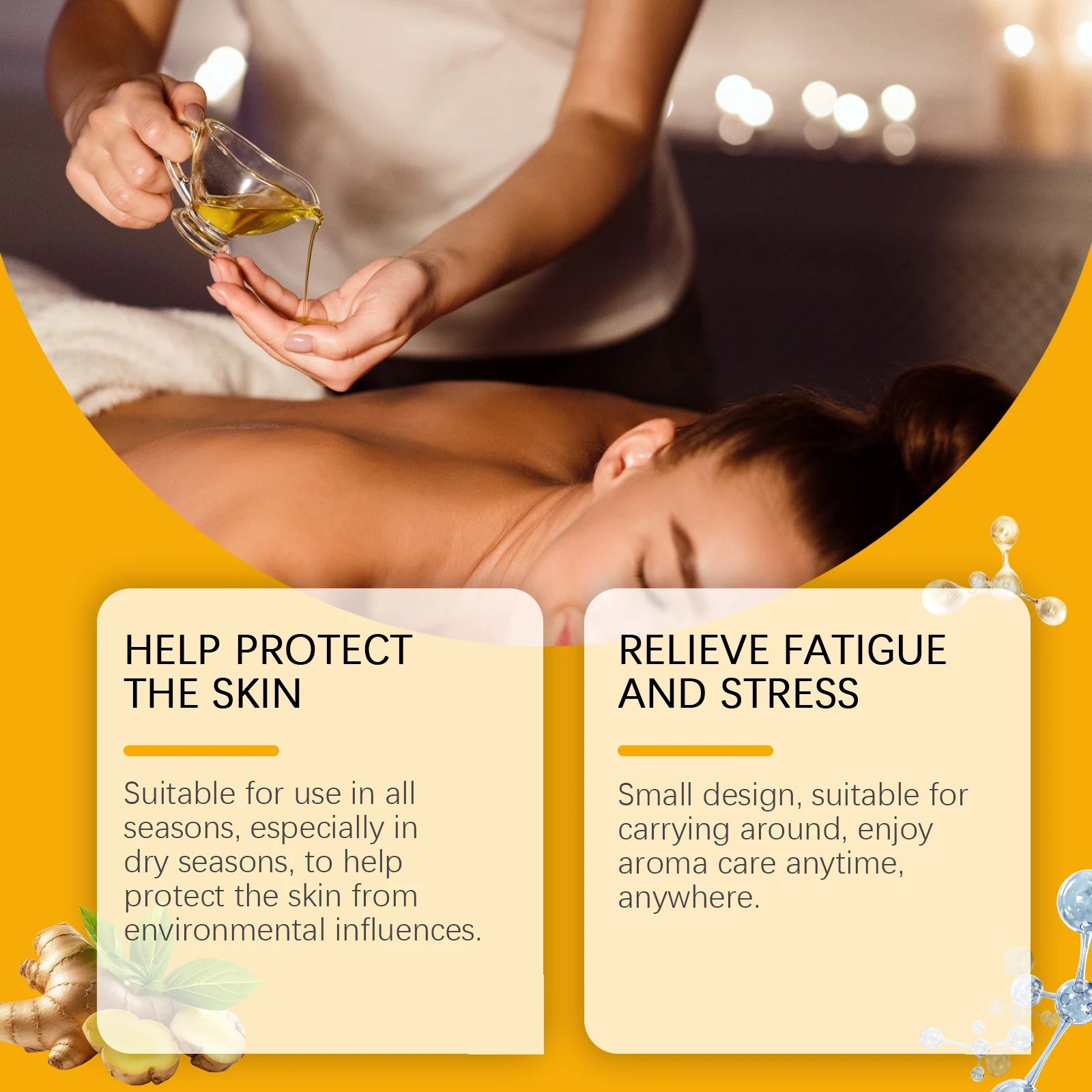 Ginger Essential Oil Body Massage Oil for Muscle Relief - 10