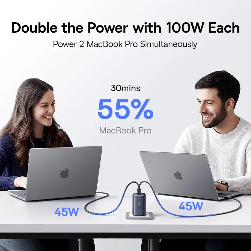 100W GaN Fast Wall Charger with 3 Ports for Laptops and Phones - 2