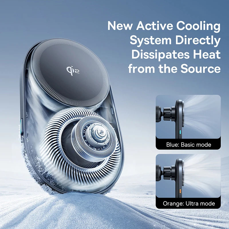 25W Magnetic Wireless Car Charger with Cooling Fan