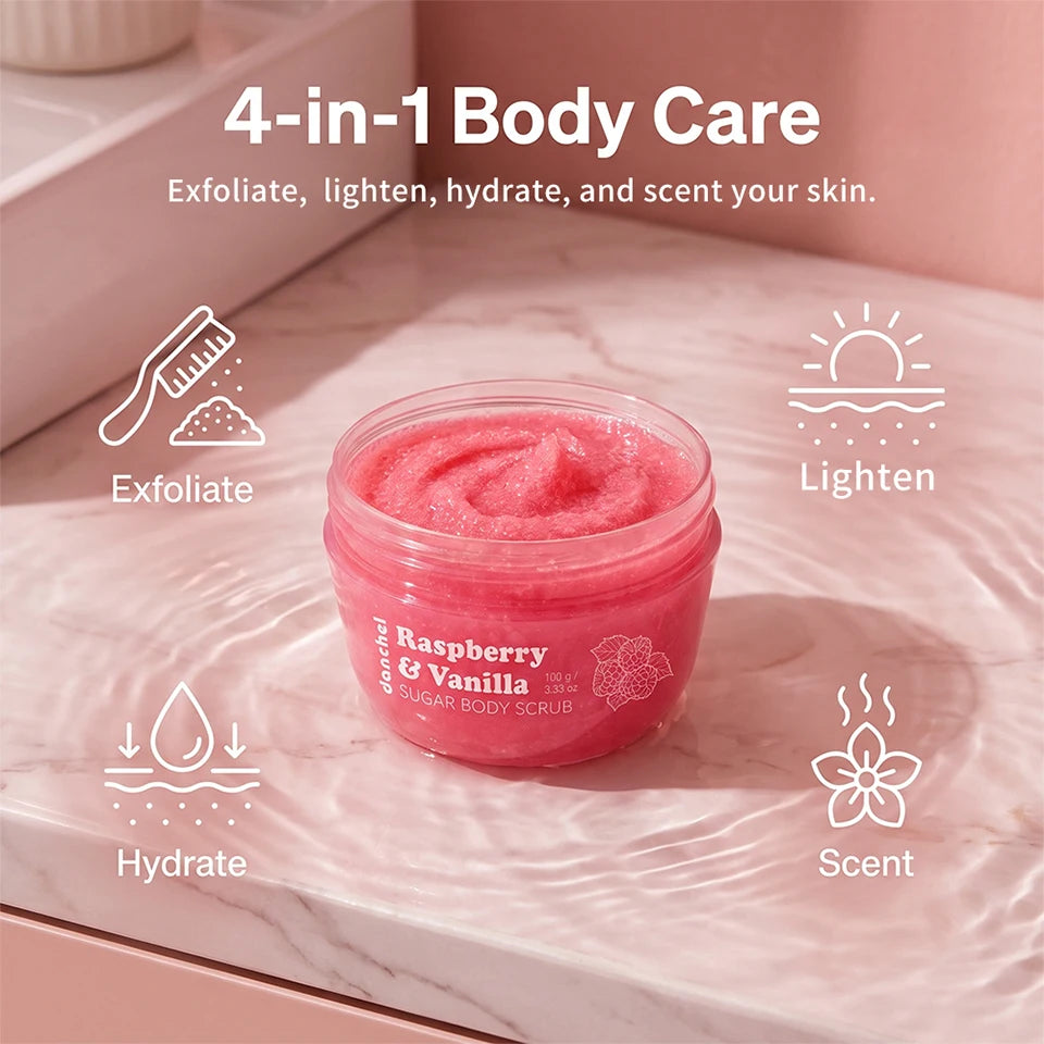 Raspberry Vanilla Sugar Body Scrub for Exfoliation