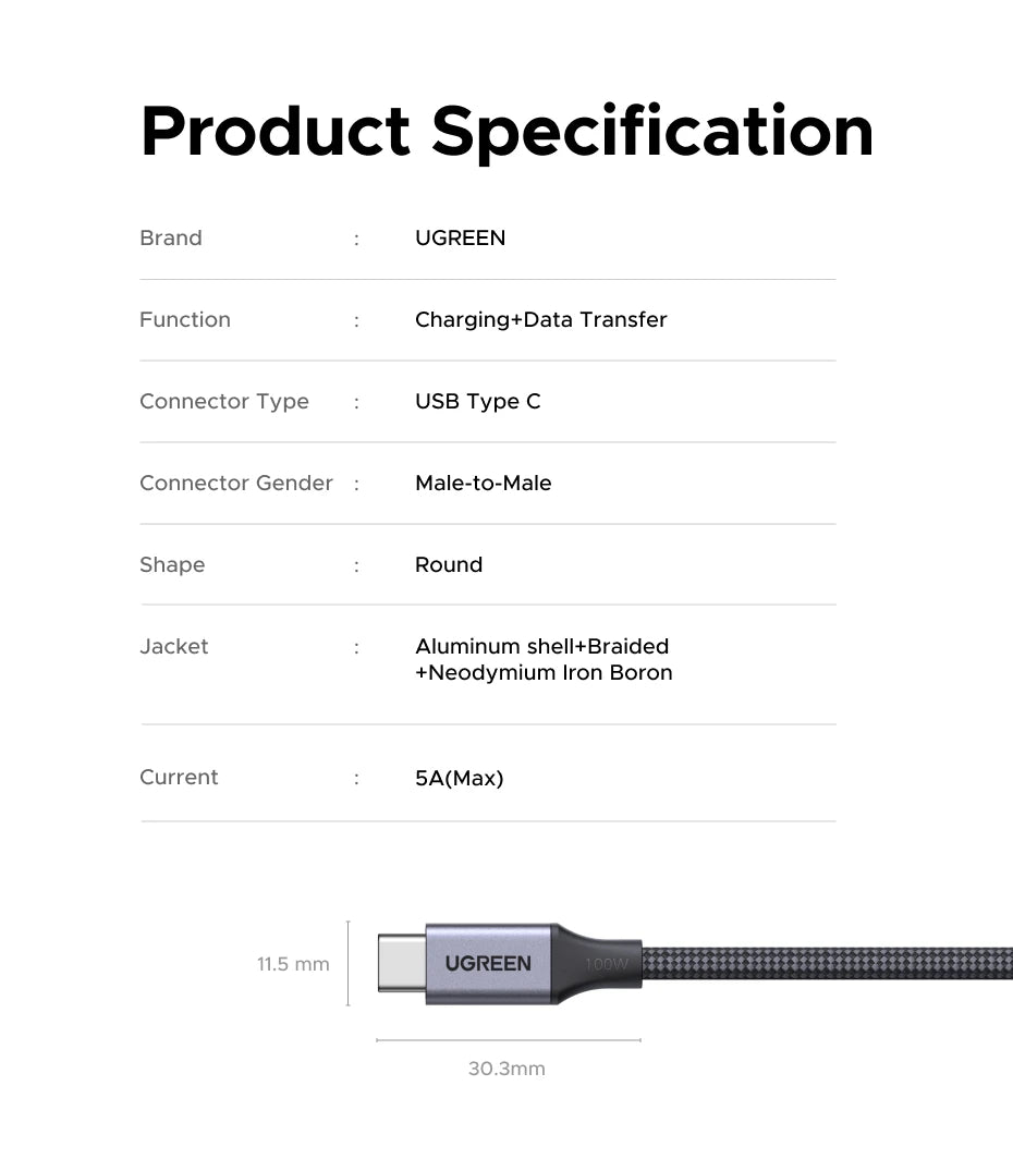 100W Magnetic USB-C to USB-C Fast Charging Data Cable