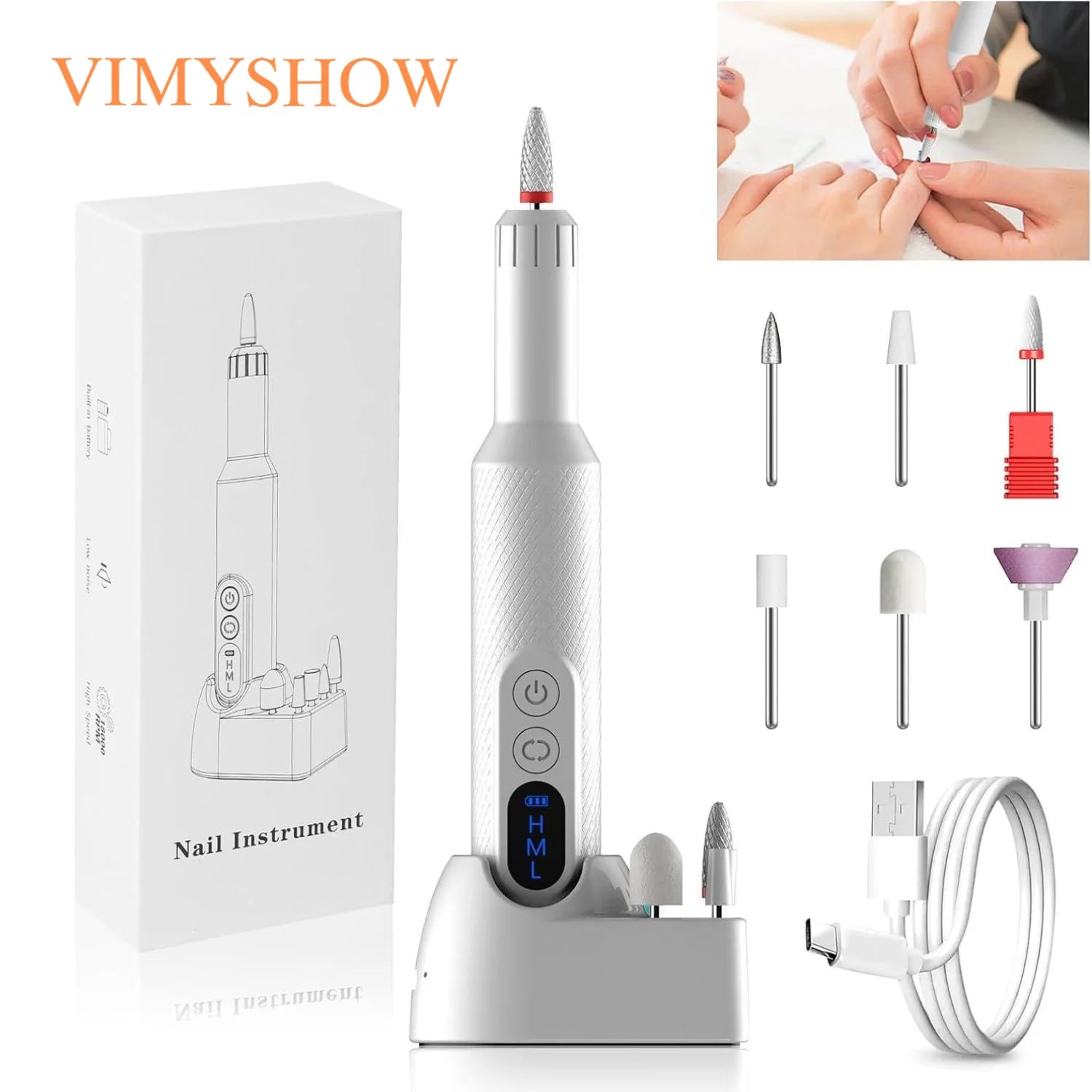 Cordless Electric Nail Drill Set for Manicure and Pedicure - 1