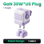 100W GaN Fast Wall Charger with Robot Display for Laptops and Phones