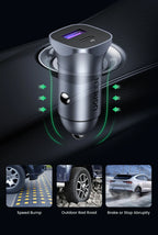 30W Dual Port Fast Car Charger with PD 3.0 and QC 4.0