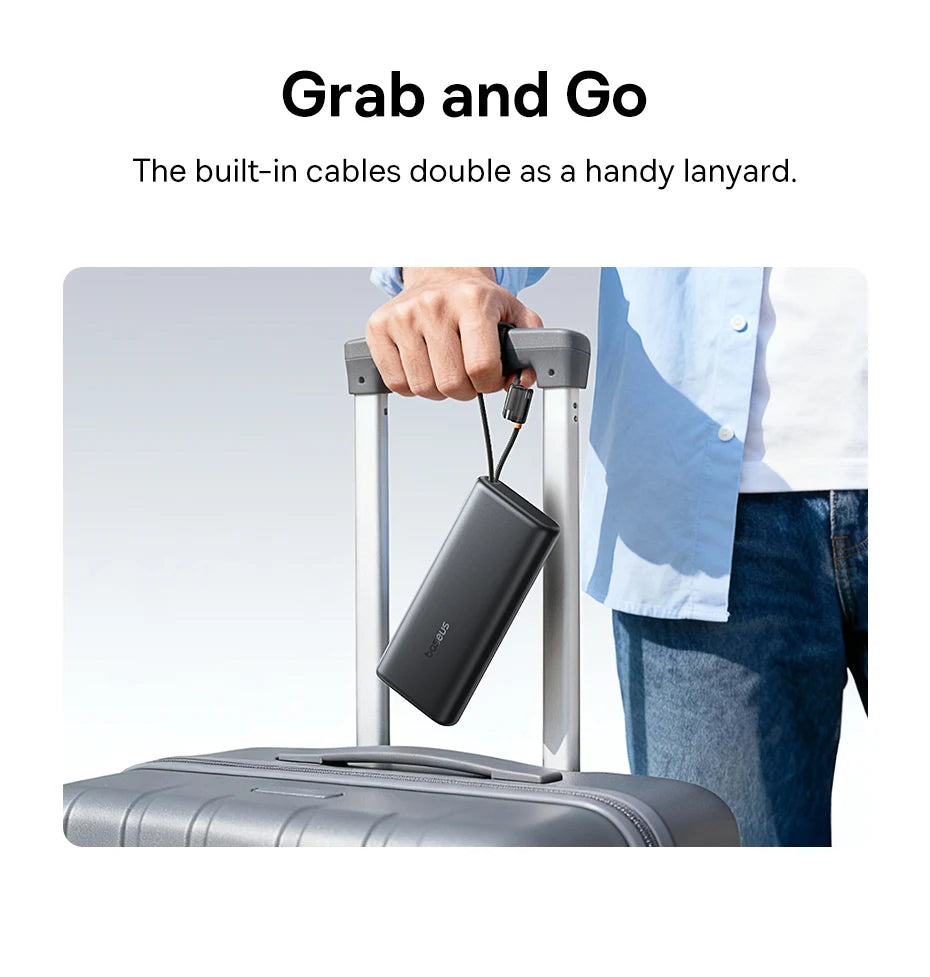 145W Fast Charging 25000mAh Power Bank with Built-in Cables