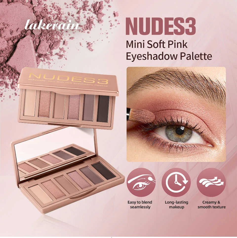 6-Color Soft Pink Neutral Eyeshadow Palette - 7