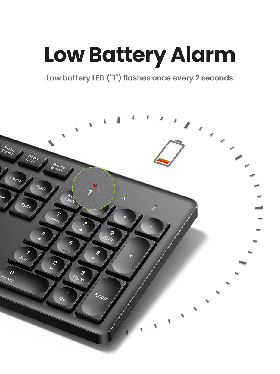 Wireless 2.4GHz Full-Size Computer Keyboard for Laptop and Desktop