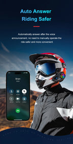 Bluetooth 6.0 Motorcycle Helmet Intercom Headset with FM Radio 500m