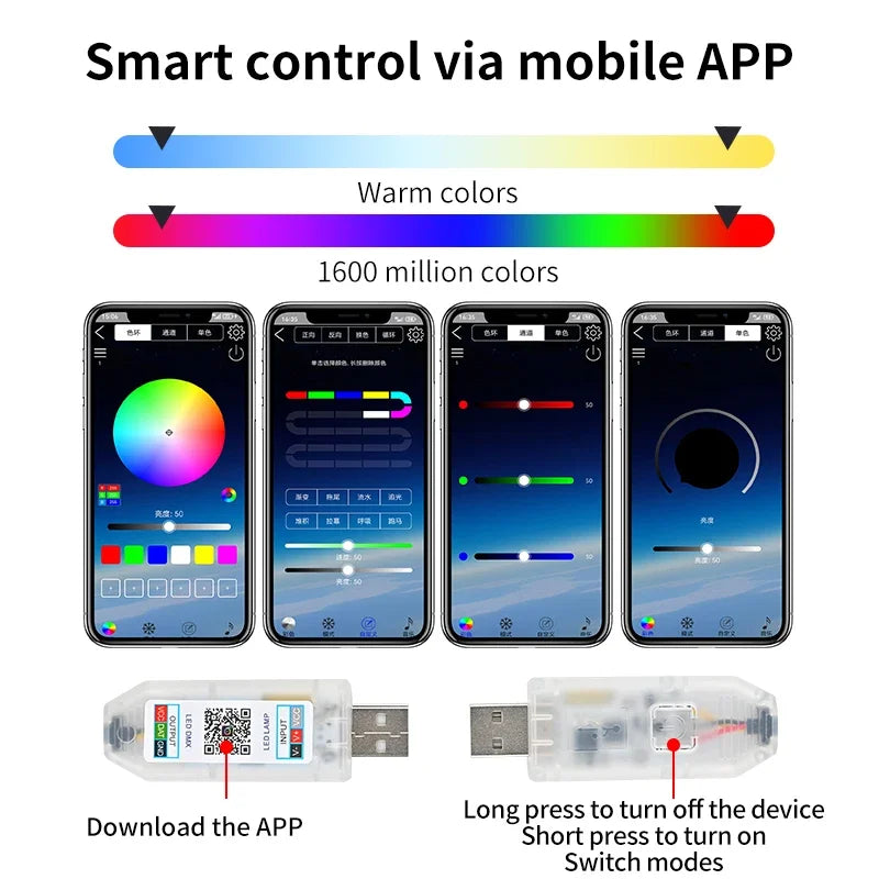 RGB LED Interior Car Ambient Light Strip Kit with App Control
