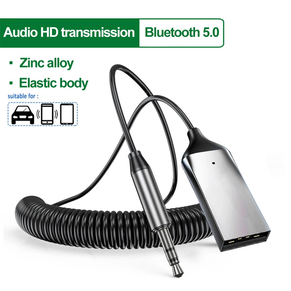 Bluetooth 5.0 AUX Audio Receiver Transmitter USB to 3.5mm Jack Adapter