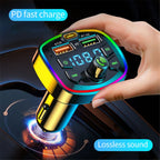 Bluetooth 5.0 FM Transmitter Car Charger PD 18W USB Dual Port Adapter