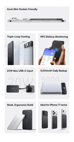 5000mAh Ultra-Slim Magnetic Wireless Power Bank for Smartphones