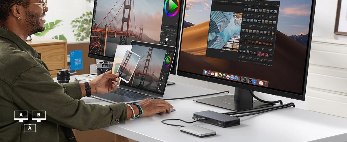 9-in-1 Dual 4K 60Hz DisplayLink Docking Station for Laptop