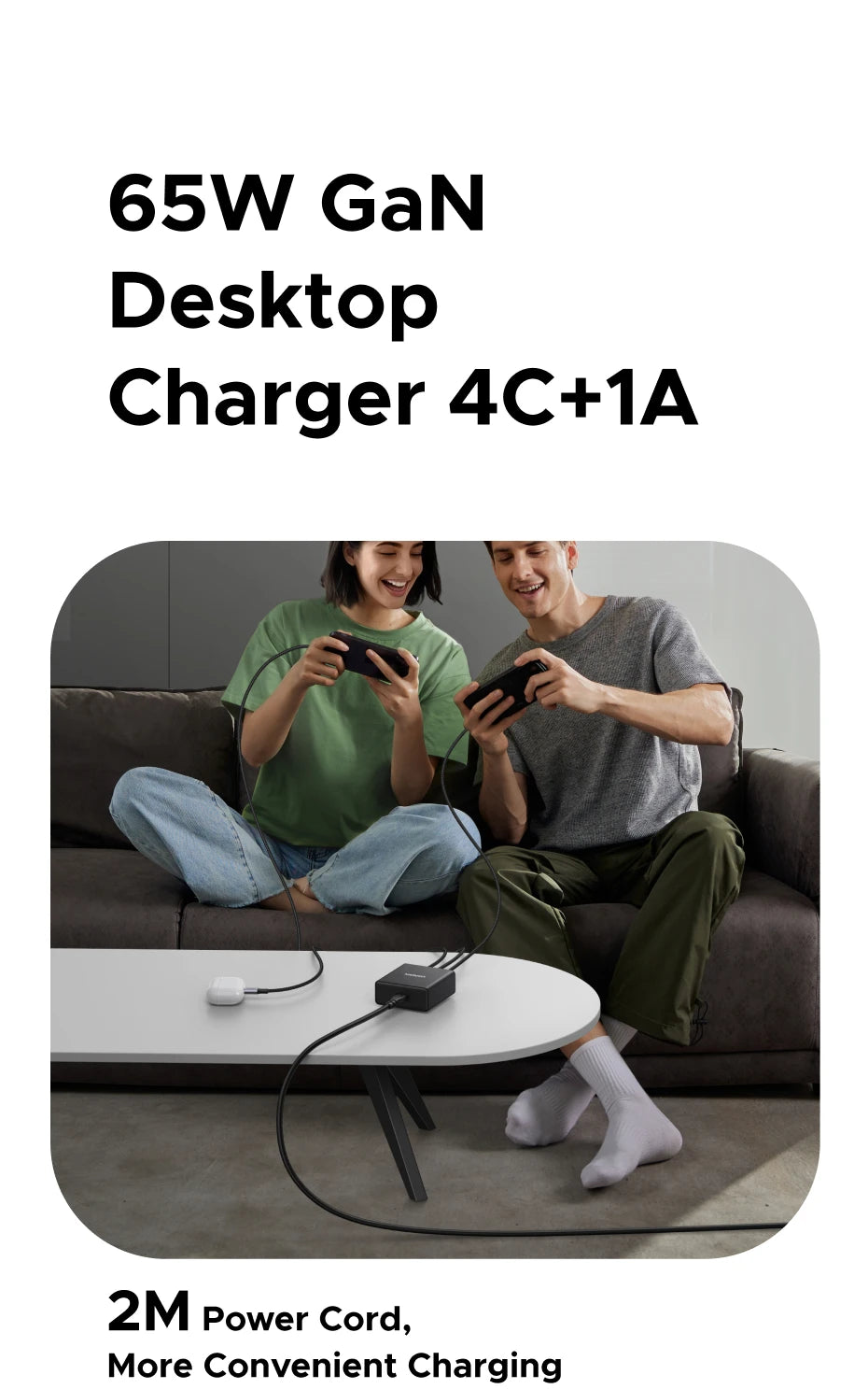 65W GaN 5-Port USB-C Desktop Fast Charger - 19
