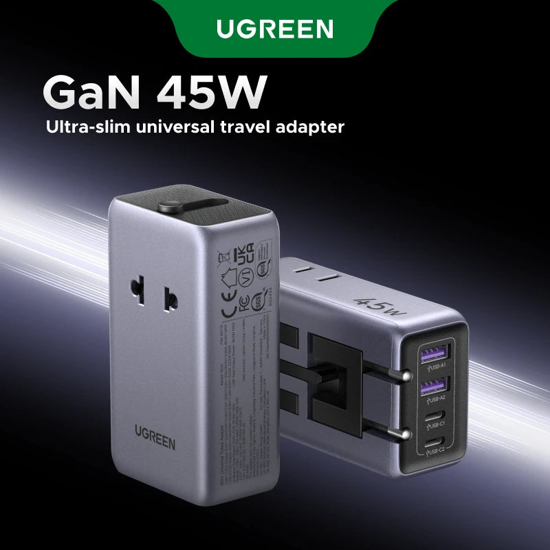 45W GaN Universal Travel Adapter with Multi-Port Fast Charging - 1