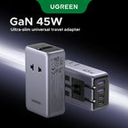 45W GaN Universal Travel Adapter with Multi-Port Fast Charging