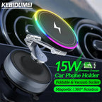 15W Magnetic Wireless Car Charger and Suction Phone Mount