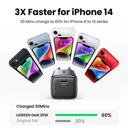 30W GaN Fast USB-C Wall Charger for Smartphones