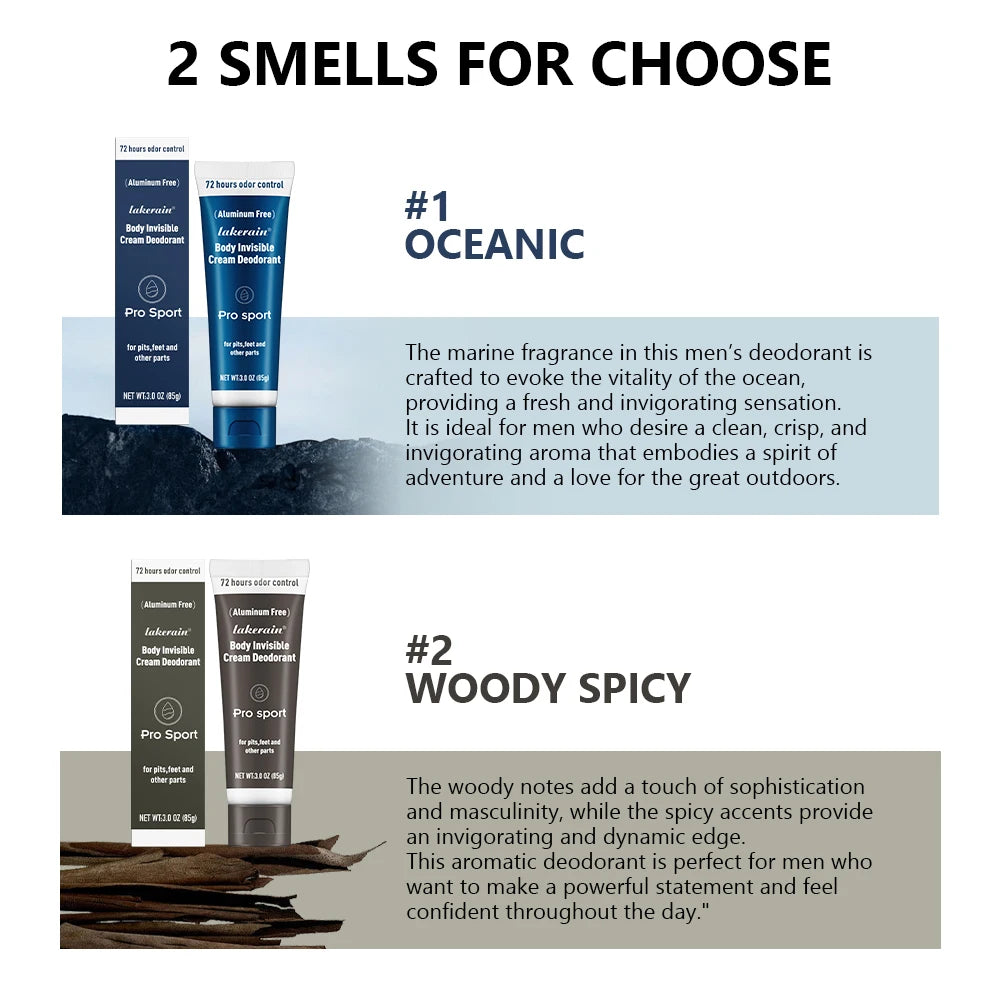 All-Over Invisible Cream Deodorant for 72-Hour Odor Protection